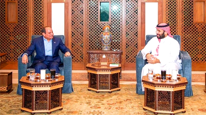 بن سلمان والسيسي يؤكدان أهمية تجنب التصعيد والتوتر بالمنطقة ودعم الحلول السلمية
